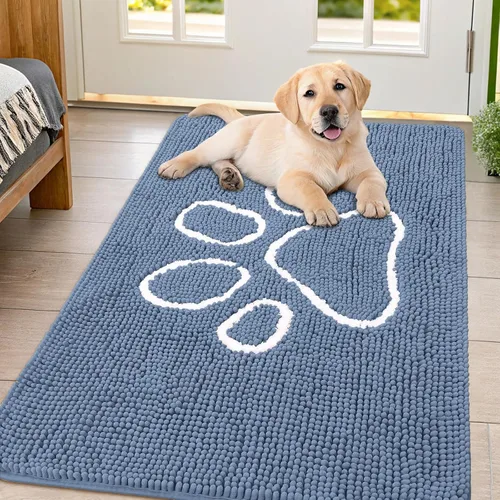 Vista 29 de Smiry Tapete para puerta de perro para patas fangosas, absorbente y Gris y negro