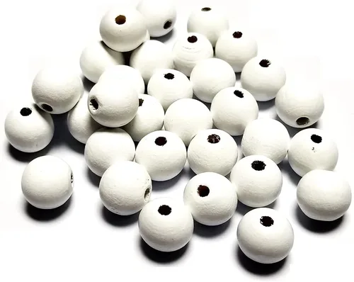 Vista 19 de 150 cuentas de madera negras de 0.630 in, cuentas de madera redondas sin terminar para manualidades, guirnaldas de decoración de granja, joyería
