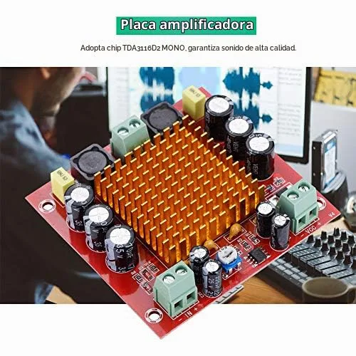 Vista 3 de TPA3116D2 Placa de amplificador mono de 150 W Módulo de audio de potencia digital para altavoces DIY, AMP estéreo de un solo canal con protección