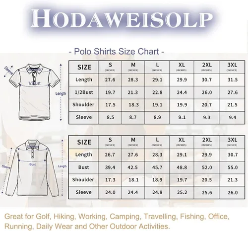 Vista 2 de Hodaweisolp Polo de manga corta para hombre, casual, estampado, cuello ajustado, camisas de golf