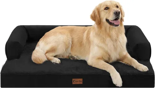 Vista 31 de Cama ortopédica para perros extragrandes, cama de espuma XL con forma de caja de huevos impermeable con lados 45x35 pulgadas, cama de sofá