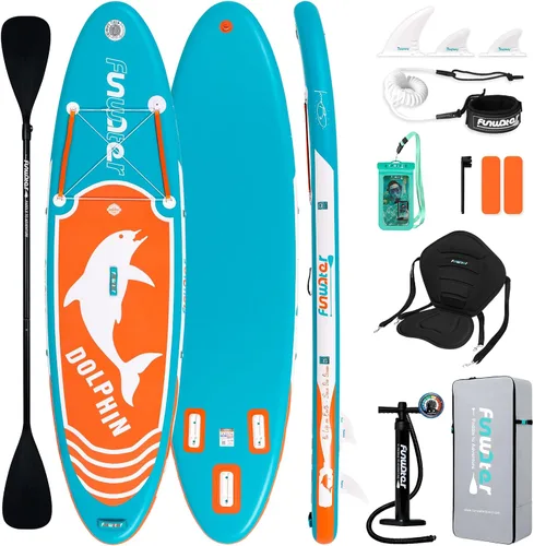 Vista 16 de FunWater Inflatable Stand Up Paddle Board with Premium SUP Paddleboard Accessories, Anti-Slip EVA Deck, 11'6''/11'/10'6'' Paddle Boards for Adults &