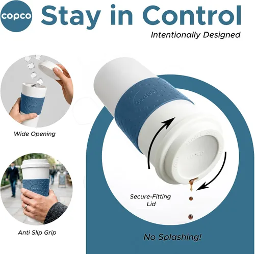 Vista 5 de Copco Acadia - Tazas de viaje con tapas, 16 onzas, color azul, juego de 2