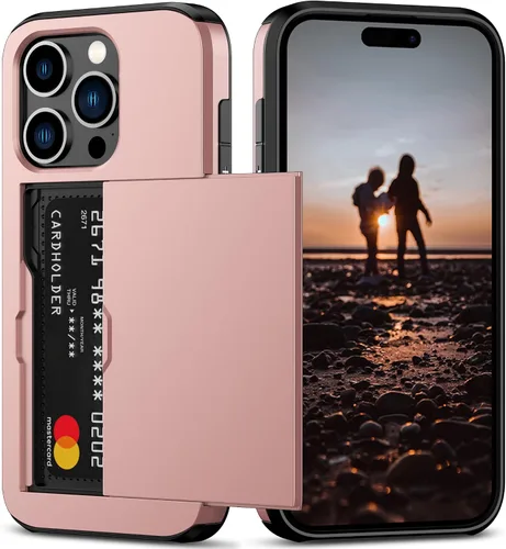Vista 42 de Nvollnoe Compatible con iPhone 15 Funda con ranura para tarjetas, resistente, protectora de doble capa, a prueba de golpes, ranura oculta