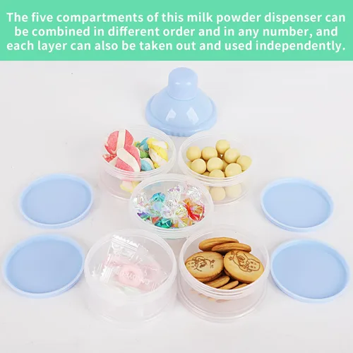 Vista 4 de Dispensador de leche en polvo para bebés, 2 unidades, de 5 capas, ollas de leche en polvo, dispensador de fórmula, dispensador portátil de fórmula