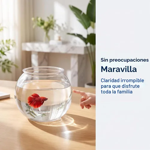 Vista 6 de POPETPOP Acuario de plástico Betta Fish Tank de 1 galón transparente Goldfish Bowl irrompible redondo jarrones de pescado tazón para decoración