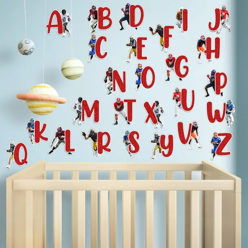 Vista 7 de Seyal® Adhesivo de pared con alfabeto de fútbol americano A-Z