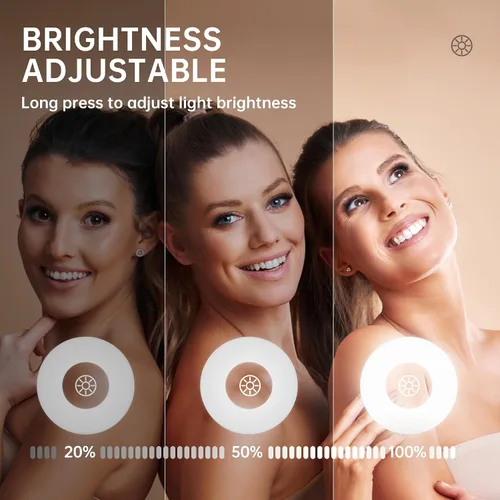 Vista 4 de Hasipu Espejo de tocador con luces, espejo de maquillaje LED arqueado de 14 x 18 pulgadas, espejo de maquillaje iluminado con luces, control táctil