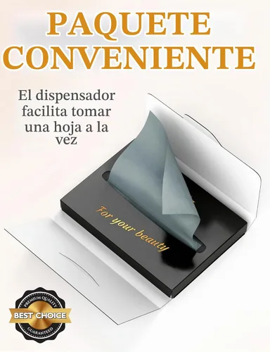 Vista 7 de Hojas de secado de aceite natural para cara con carbón de bambú, 25% más grandes, 1 unidad/100 hojas absorbentes de aceite aptas para maquillaje