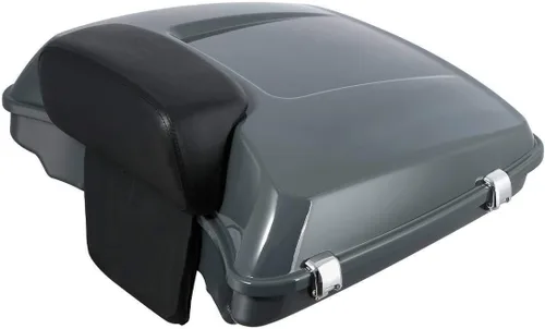 Vista 6 de TCMT Alforjas rígidas estiradas de 4 pulgadas, color gris cañonera, con baúl trasero, compatibles con Harley 2014-2025 CVO Road King Road Street