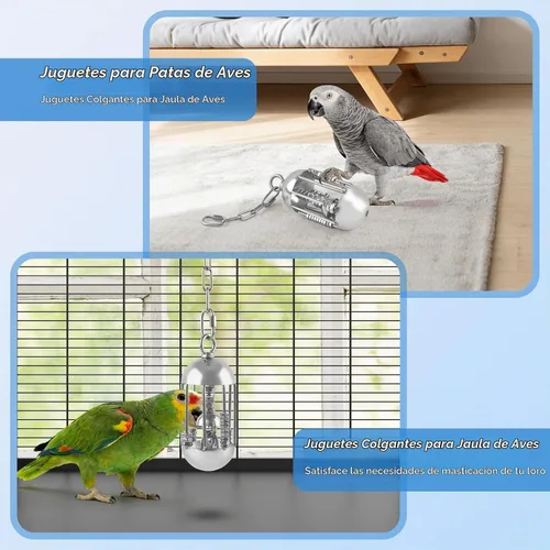 Vista 3 de DBNESS Juguetes para pájaros de acero inoxidable, cadena desmontable de alta resistencia, para masticar loro de metal duradero, juguete