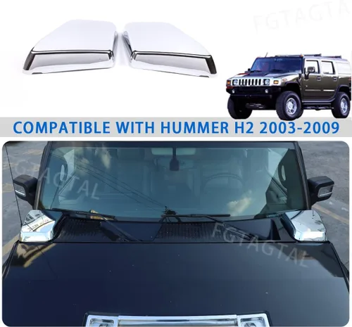 Vista 6 de Cubierta de ventilación lateral para campana de entrada de aire compatible con Hummer H2 2003-2009, accesorios de protección de moldura ABS, 2 Plata