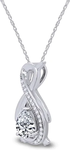 Vista 2 de Collar con colgante de pingüino de oro blanco de 14 quilates sobre plata de ley con cadena de 18.0in