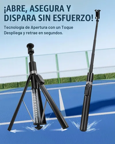 Vista 2 de Trípode automático para teléfono, 67 pulgadas de despliegue automático para selfie stick con control remoto, giratorio de 360°, extensible