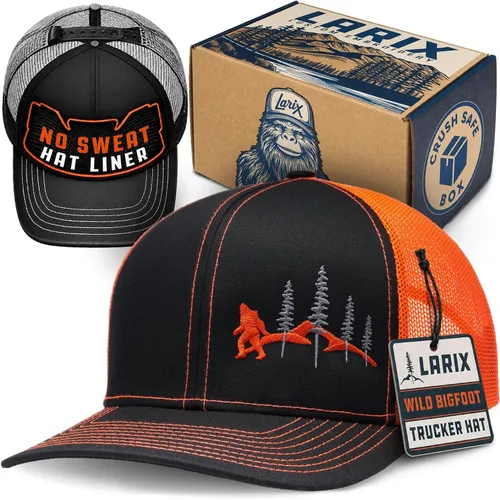 Vista 22 de LARIX Trucker Hat Men - Snapback Cap with Breatheable Mesh Back, Hats for men, Mens Hat, Mens Trucker Hats Negro (Wb)