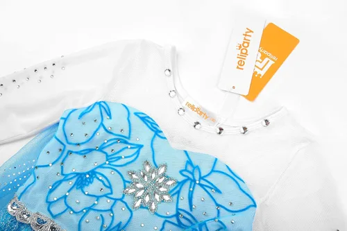 Vista 3 de Disfraz para niñas, vestido de fiesta de princesa con accesorios, azul