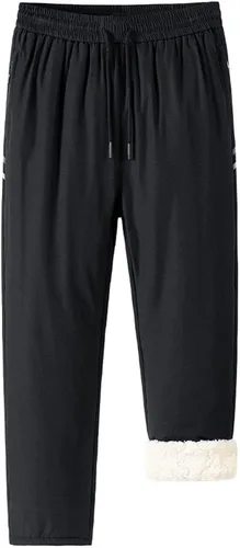 Vista 2 de Pantalones deportivos casuales con cordón para hombre, cintura elástica, a prueba de viento, pantalones de algodón cálido, ajuste regular