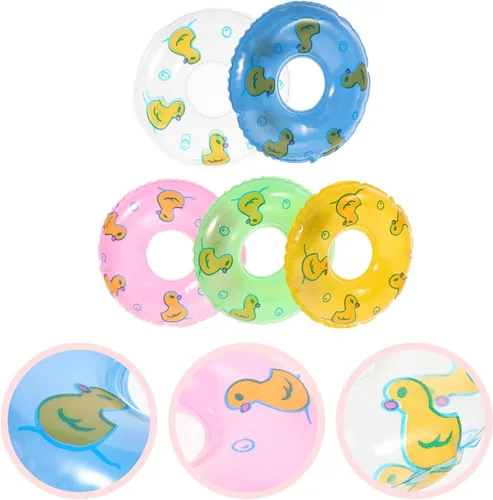 Vista 7 de Gadpiparty 5 mini anillos de natación, mini flotadores para muñecas, juguetes de piscina en miniatura para decoración de fiestas y juguetes