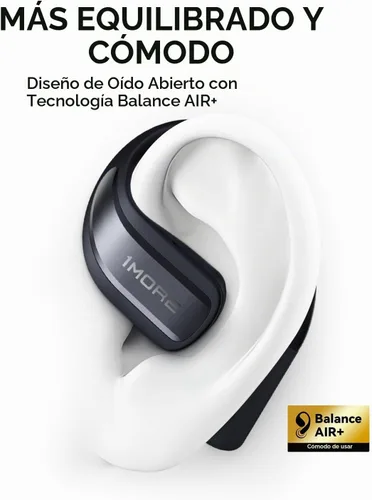 Vista 2 de 1MORE S70 - Auriculares abiertos con Bluetooth, inalámbricos y cómodos, para salir del oído, equilibrio AIR+, IPX5 impermeable, 40 horas de Negro