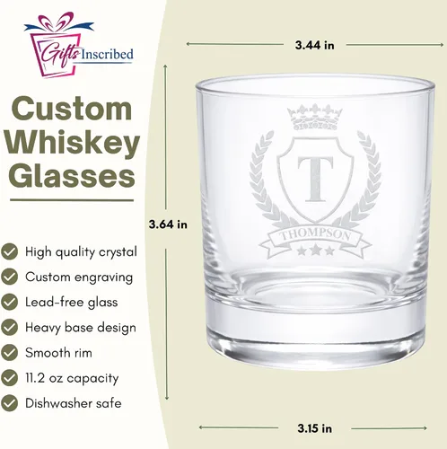 Vista 4 de Juego de vasos de whisky grabados con diseño personalizado Vidrio para una sola ocasión para cumpleaños, Día del Padre o hitos