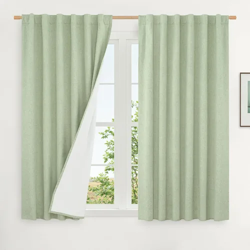 Vista 32 de LAMIT Cortinas opacas cortas de lino de 30 pulgadas para ventanas de cocina sobre el fregadero, cortinas de café texturizadas de lino marfil