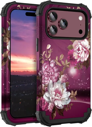 Vista 25 de Hocase Funda para iPhone Air de 6.5 pulgadas, resistente a prueba de golpes, goma de silicona suave, parachoques de plástico duro, funda protectora
