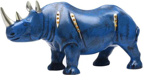 Vista 9 de BRASSTAR Estatua de rinoceronte de resina Estatua de animales de rinoceronte figura coleccionable Regalo coleccionable Decoración de oficina en casa