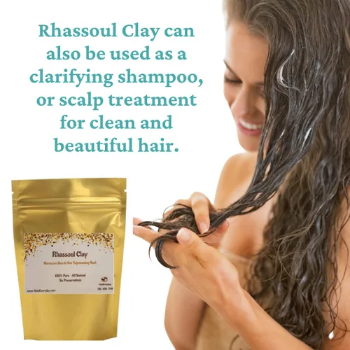 Vista 6 de Arcilla Rhassoul (Ghassoul Clay) 1/2 lb - Arcilla desintoxicante y rejuvenecedora - Arcilla de lava marroquí - Ideal para el cabello - Facial