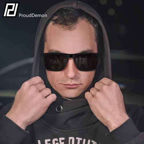 Vista 2 de Gafas de sol polarizadas de acetato para hombres y mujeres, diseño retro cuadrado para hombre, gafas de sol para conducción deportiva con protección