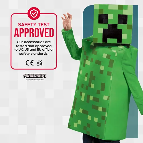 Vista 4 de Disfraz clásico de Creeper de Minecraft, M (7-8), Verde
