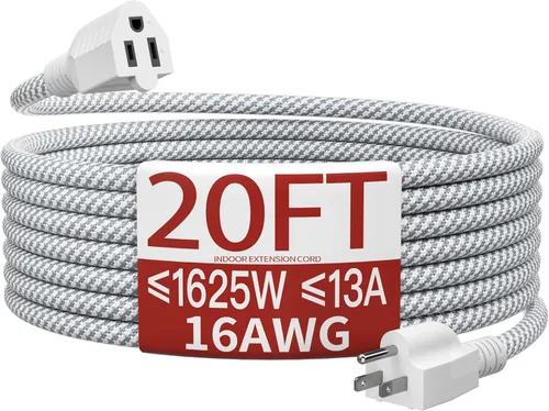 Vista 43 de Cable de extensión corto de 16/3 de 1 pie, cable de extensión negro flexible y duradero, cable de alimentación de 3 clavijas para interiores