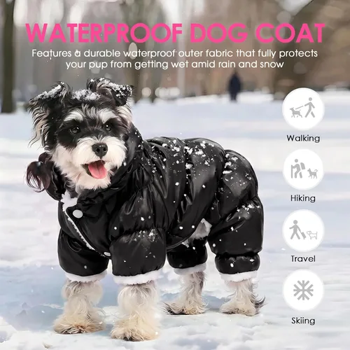 Vista 2 de AOFITEE Abrigo para perro, chaqueta impermeable para perro, abrigo de invierno para perros de cuerpo completo, traje de nieve, chaqueta acolchada a