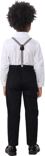 Vista 3 de Madonmay Conjunto formal de camisa con botones y tirantes para bebé 12-7 años