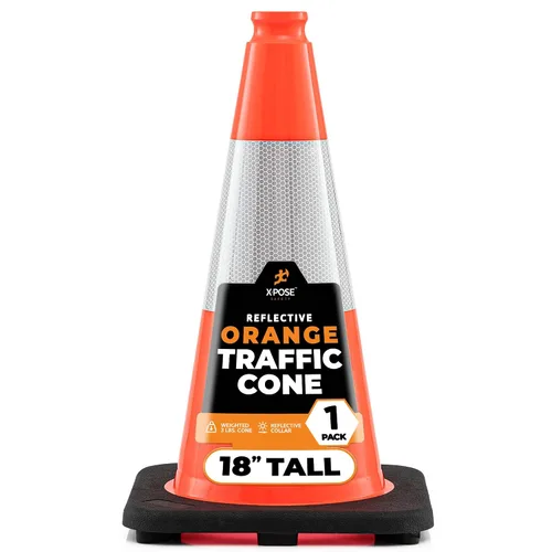 Vista 24 de Xpose Safety Conos de tráfico naranjas de 12 pulgadas con collar de 4 pulgadas, paquete de 4 conos de seguridad de plástico PVC multiusos