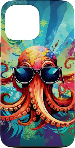 Vista 24 de iPhone 11 Pro That's One Cool Pultopus Pulpo colorido con funda para gafas de sol