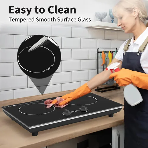 Vista 9 de VBGK Cocina de inducción, quemadores de encimera de 110 V 4000 W con control de perilla, 9 niveles de potencia, bloqueo y temporizador para niños