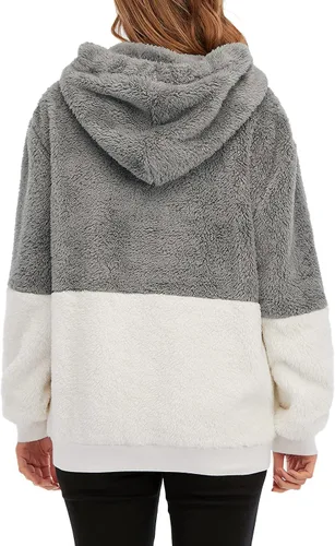 Vista 17 de Century Star Sudadera deportiva mullida de vellón con capucha para mujer de talla extragrande con bolsillos
