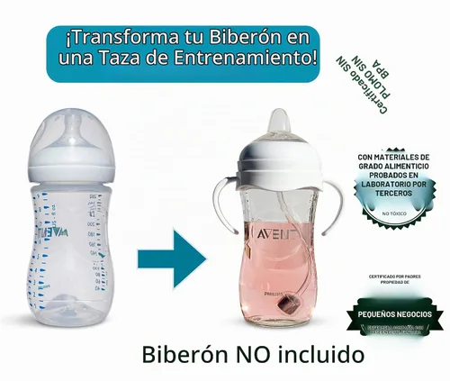 Vista 4 de Kit de conversión de vasos para biberones naturales Philips Avent, 2 unidades, pezones de silicona de grado alimenticio y popote pesado, asas