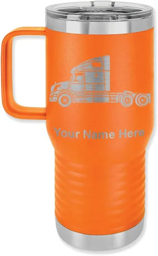 Vista 27 de LaserGram Taza de café aislada al vacío de 15 onzas, cabina de camión, grabado personalizado incluido (negro)