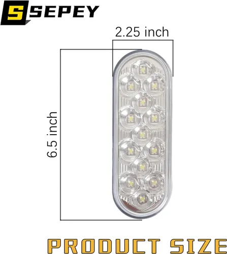Vista 3 de Luz de respaldo LED ovalada de 6.5 pulgadas para remolque, 13 diodos, lámparas de luz de marcha atrás blanca, impermeables, luces traseras
