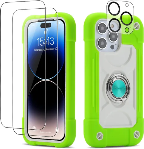Vista 62 de Funda para iPhone Se3/iPhone Se2, iPhone 6/6S, iPhone 7/iPhone 8 de 4.7 pulgadas con soporte de anillo, con 2 protectores de pantalla resistentes