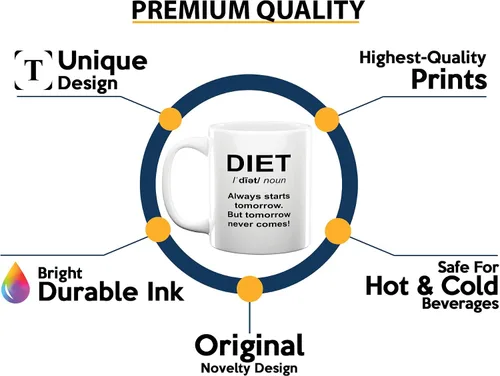 Vista 3 de Taza de café dietista de 11 onzas, color blanco - Always Starts Tomorrow - Dietético Dietista Psicólogo Nutricionista Nutricionista Registrado