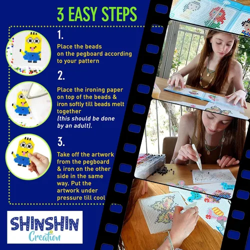 Vista 4 de Kit XL de cuentas de fusible, cuentas de fusión para manualidades infantiles Kit de planchado para niños - Cuentas de fusible, compatibles