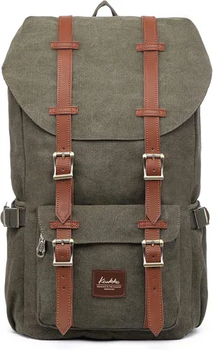 Vista 9 de KAUKKO Mochila de viaje para laptop, mochila al aire libre, mochila causal para 15.6 pulgadas (nailon negro)