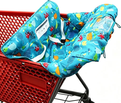Vista 2 de Funda doble doble para carrito de compras para hermanos bebés con funda de transporte. Se adapta a tiendas de comestibles de almacén al por mayor