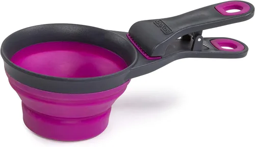 Vista 10 de Dexas Popware - Klip Scoop plegable para mascotas, diseño 3 en 1, conveniente taza medidora, recogedor de alimentos y clip para bolsa, cuchara