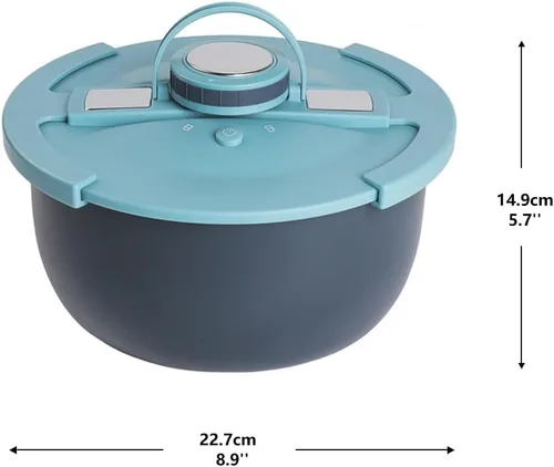Vista 3 de Tazón de servir aislado de acero inoxidable de doble pared con tapa a prueba de fugas - Plato de cacerola aislado - Mantiene la comida caliente