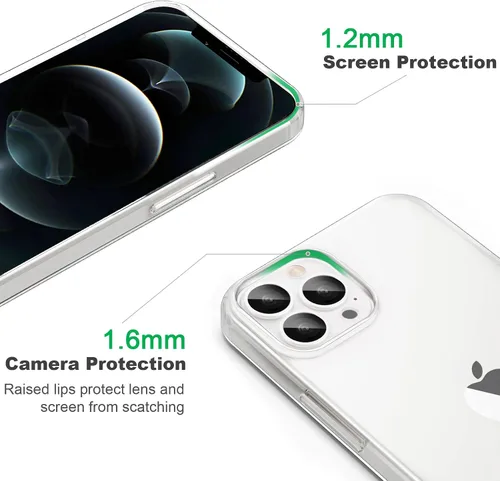 Vista 5 de JJGoo Funda transparente compatible con iPhone 12 Pro Max, transparente, suave, a prueba de golpes, delgada funda protectora para teléfono