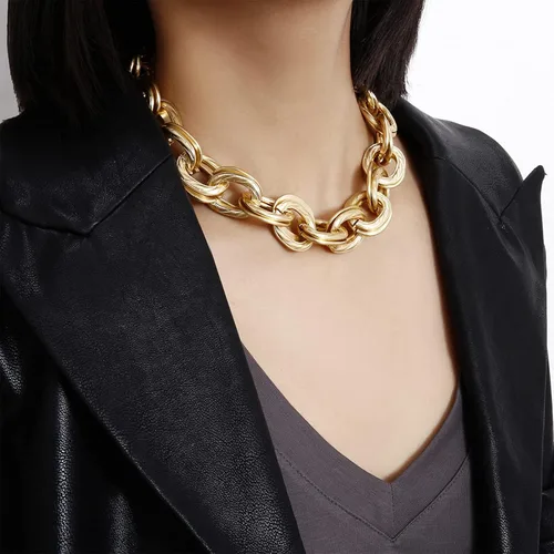 Vista 6 de MJartoria Collar de oro en capas para mujer, chapado en oro de 14 quilates, collar de cadena delicada, cadena de serpiente, cadena de clip
