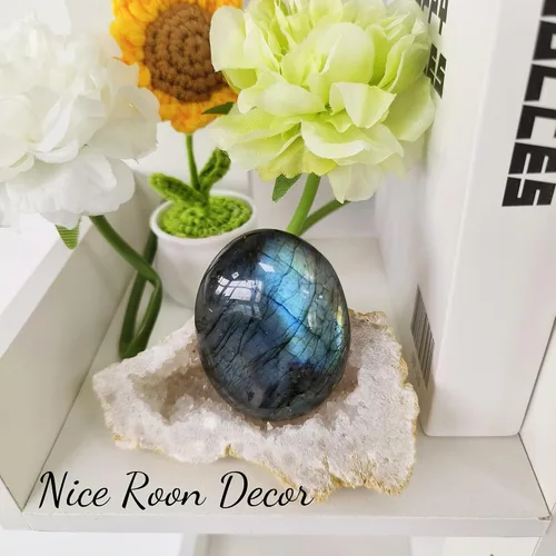 Vista 4 de ZHIYUXI Piedras preciosas de cristal de labradorita negra de 2.2 a 2.4 pulgadas, cristales curativos, piedras de preocupación para regalos